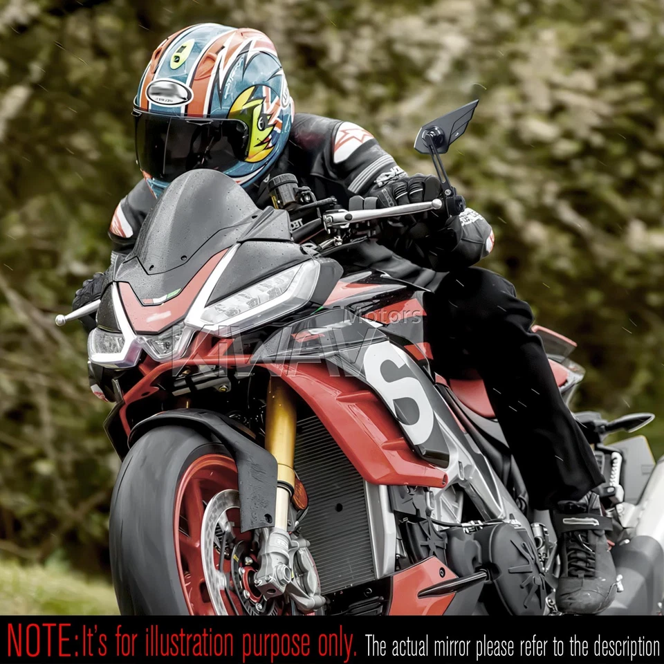 Espejo de extremo de barra IZQUIERDO X1 Wisp ala negro ajuste Moto Guzzi Audace V9 roscado OEM barra Foto 4 de 4