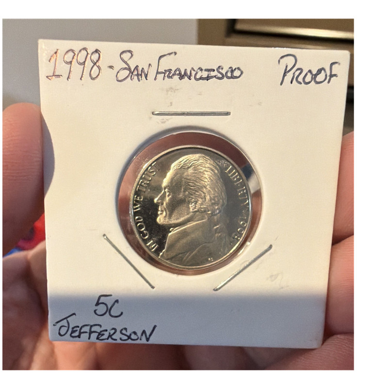 1998-S Jefferson Nickel 5C Proof San Francisco Mint Uncertified