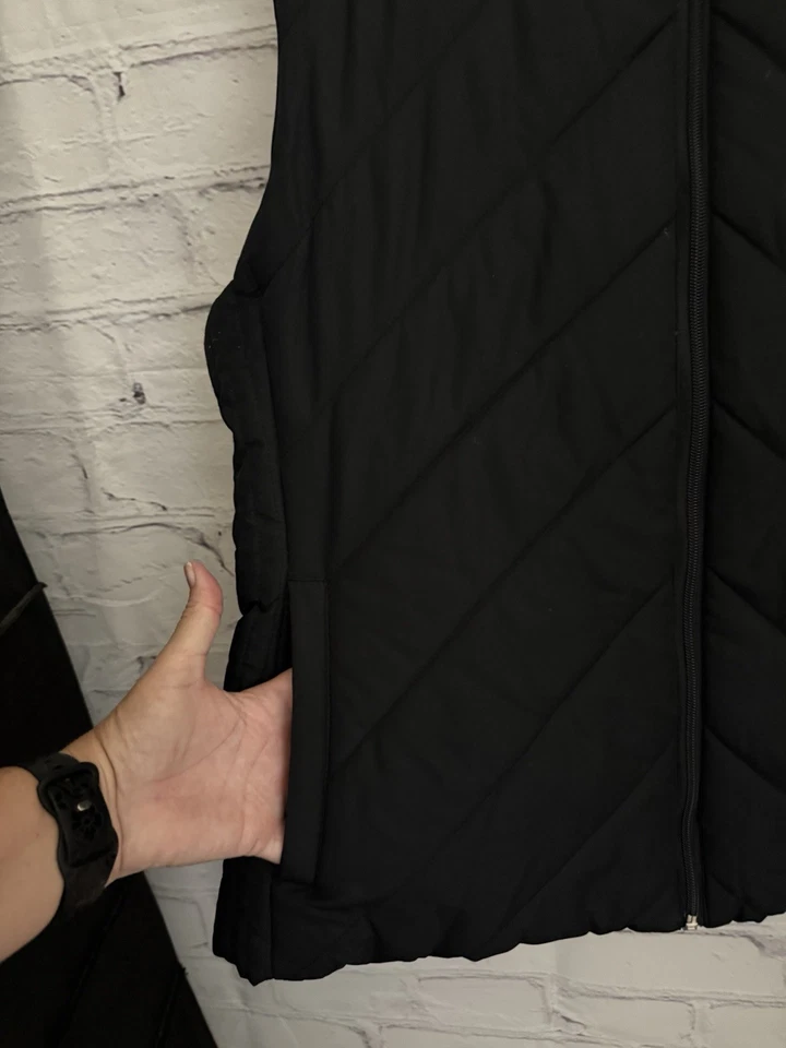 Chaleco acolchado negro liso NY & Company cremallera frontal completa usado en excelente estado para mujer talla XL Foto 3 de 4