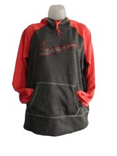 NIKE Hoodie Women's Sz L Therma Fit Hooded Sweatshirt Thumb Hole Gray Neon Pink