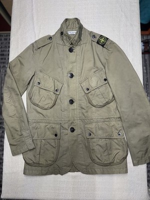 STONE ISLAND Olive Khaki Polyester 4 Pocket Epaulets Jacket Coat - MEDIUM