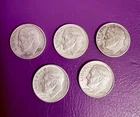 LOT OF 5 ROOSEVELT DIMES 90% SILVER .50 Cent face value  U.S. Coins #24