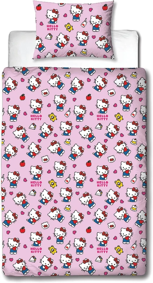 Hello Kitty, Set Copripiumino Singolo Con Licenza Ufficiale Hello Design, Revers - Immagine 3 di 4