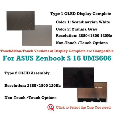 LCD Touch Screen Full Assembly ASUS Zenbook S 16 UM5606GA 90NB17H6-M00A90 2.8K