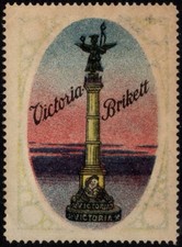 Cartel sello Victoria carbón vintage circa 1910-1915 Alemania briquetas