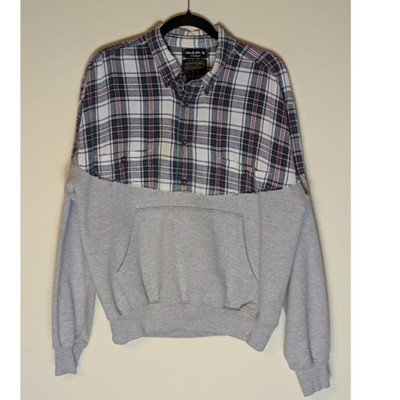 Iamkoko.la Unisex Reworked Eddie Bauer Plaid & Kangaroo Pocket Bottom Split Top
