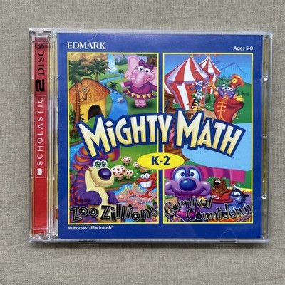Mighty Math K-2 (PC CD-ROM 1995 2-Disc Edmark) Ages 5-8. Windows 95 98 Learning
