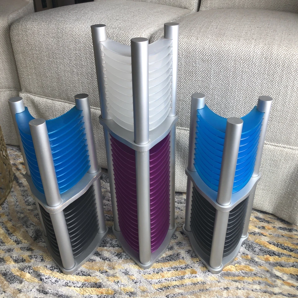 Lote organizador soporte almacenamiento torre CD Atlantic 70 de colección posmoderno años 90 Y2K Foto 4 de 4