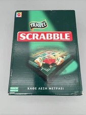 Travel Scrabble Greek Language Board Game 2005 Mattel Hard Plastic Case Sealed