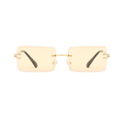 Men Women Retro Rectangle Sunglasses Outdoor Party Travel Rimless UV400 Glasses - Picture 29 of 45