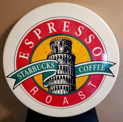 VERY RARE Authentic ** STARBUCKS  COFFEE ESPRESSO ROAST ** Table SIGN - Pisa 