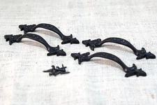 4 Cast Iron Handles Gate Pull Shed Door Barn Handle Drawer Pulls Durable Black