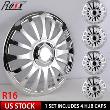 16 Set Of 4 Chrome Wheel Covers Snap On Full Hub Caps Fit R16 Tire Steel Rim