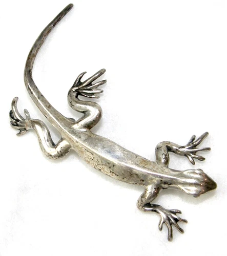 2084:: MCM 1950s Brooch Pin Lizard Chameleon Gecko Sand-Cast Reptile