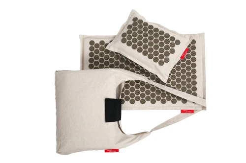 Premium Pro 11 Eco, Natural  acupressure mat and pillow with carry bag (Beige)