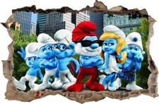 WANDAUFKLEBER Loch in der Wand Die Schlümpfe Aufkleber Wandtattoo 73