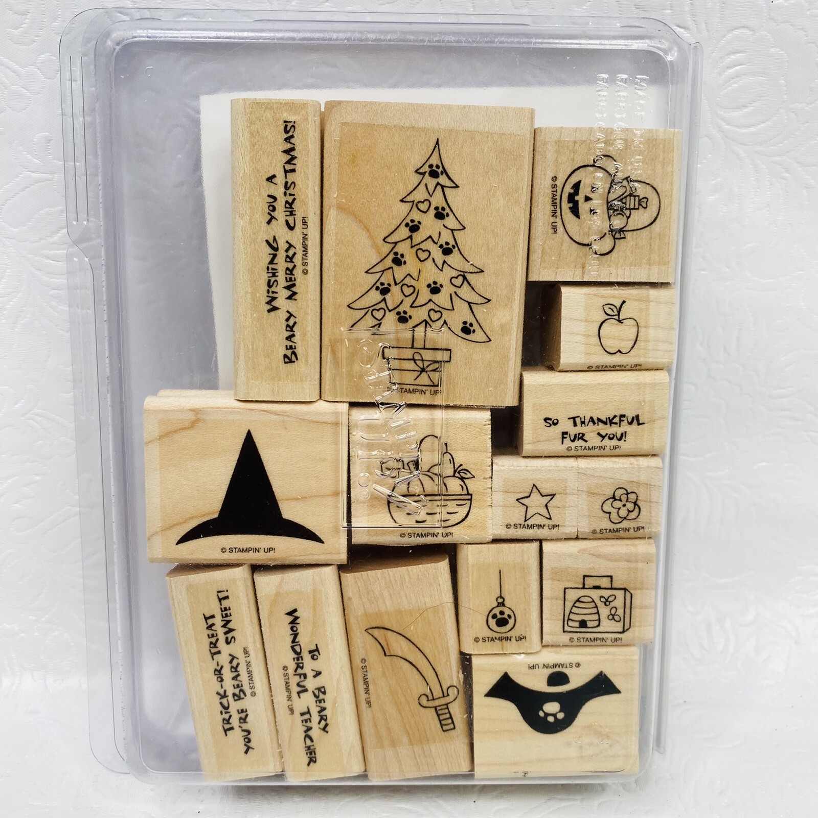 Stampin Up Build A Bear BABW Season of Hugs 15 Pc Wood Mounted Stamps ...
