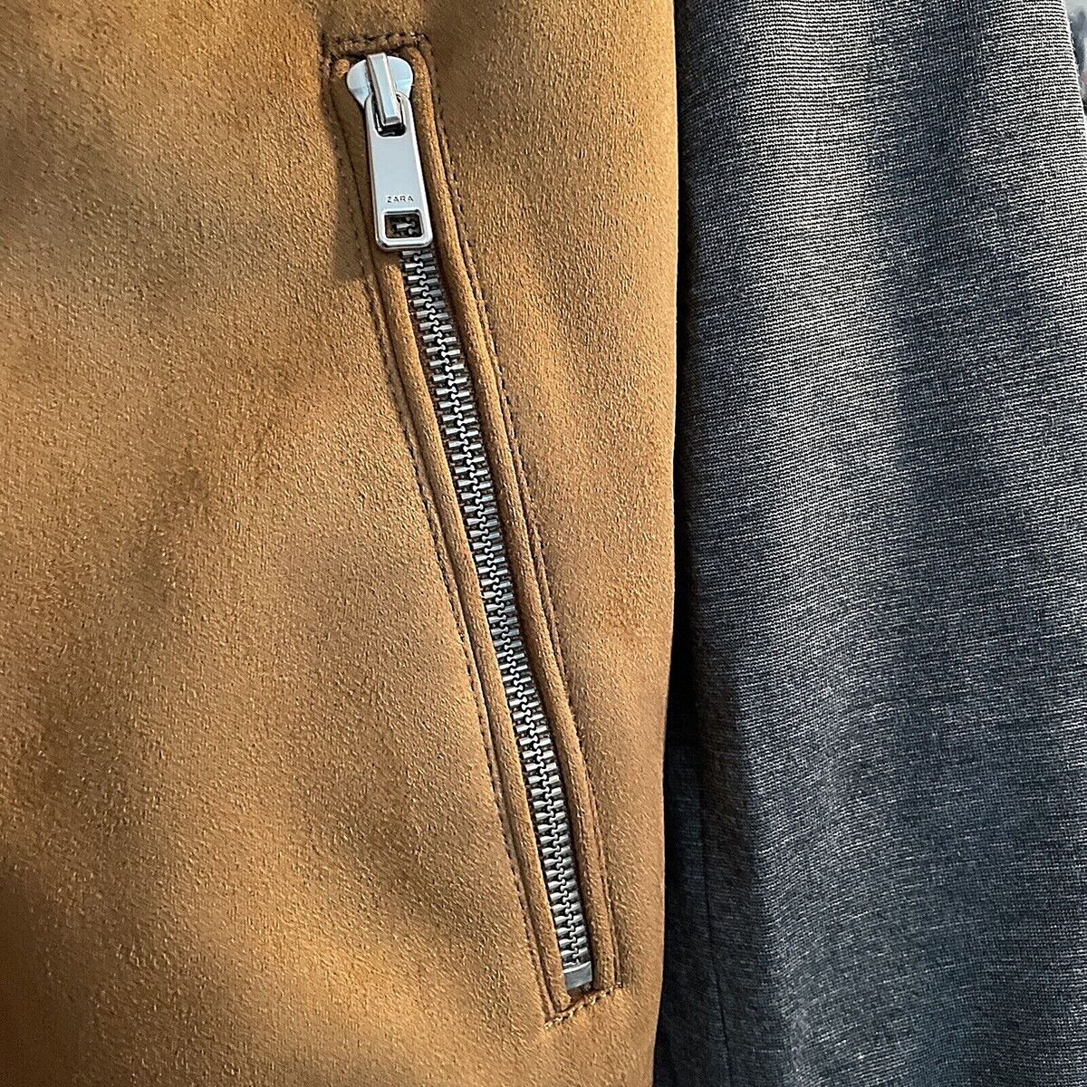 NWT Zara Faux Suede Combined Bomber Jacket SML, LRG Full Zip NWT Zara Faux Suede Combined Bomber Jacket SML, LRG Full Zip