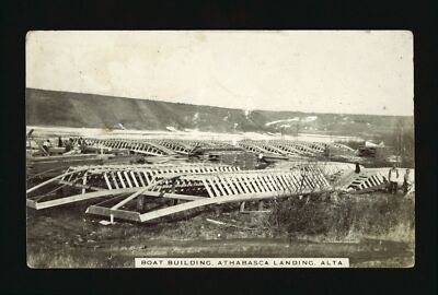 Boat Building Athabasca Landing Alberta Boats being built at Atha- Old Photo