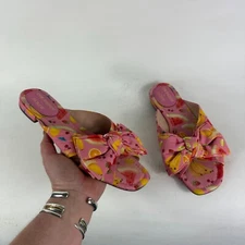 J.Crew Edie Parker X Bow Slides Sandals Women's 8 Pink Fruit Punch Open Toe