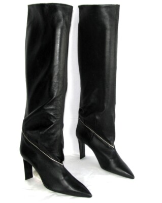 Charles Jourdan Knee-High Boots Leather Black 38 Excellent - Main Image