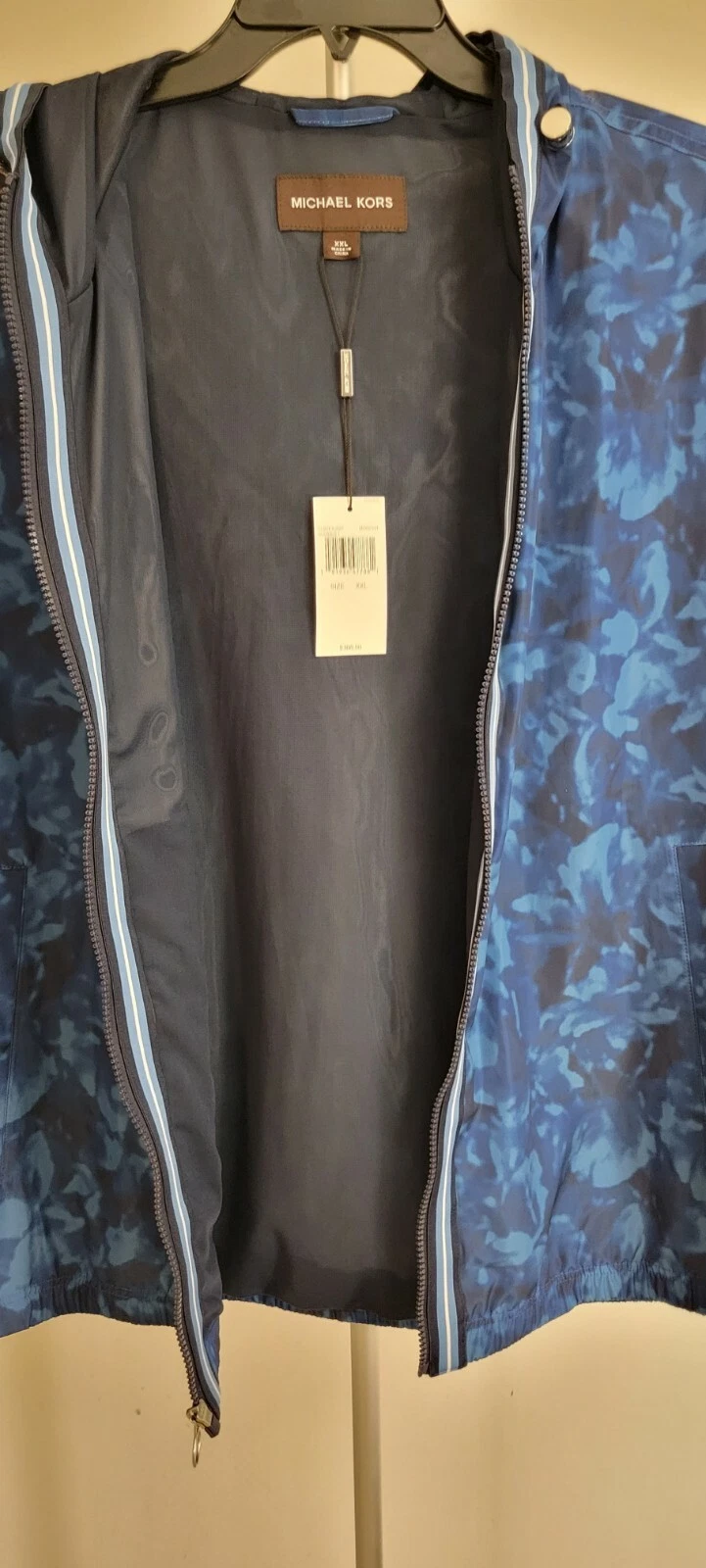 Michael Kors uomo blu floreale mimetico con cappuccio taglia XXL nuova con etichette
