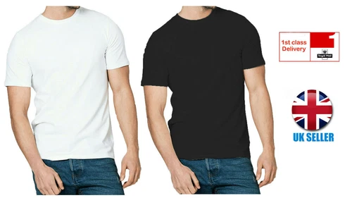 1 , 3 & 5 Pack Mens T-Shirt  Cotton Plain Tee Shirts T Shirt Round Neck Lot New