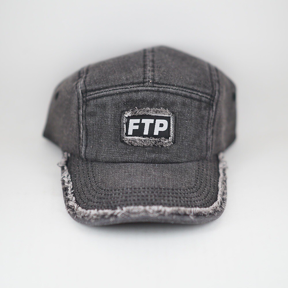 FTP Frayed Denim Logo Camp Hat Black FW23 BRAND NEW Box Logo