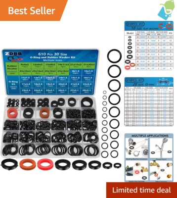 610 Pcs Rubber Washer O Ring Gasket Set Plumbing Faucet Pipe Hose Repair Kit