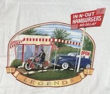 1990s In N Out Burger Legends Classic Motorcycle/Car T Shirt Adult XL NEW SEALED