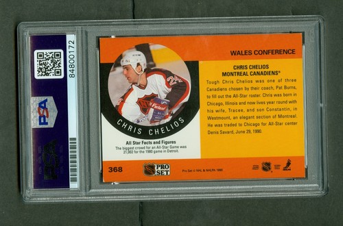 Chris Chelios Autographed 1990-91 Pro Set All Star #368 PSA/DNA Encased - Picture 2 of 2