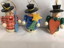 Christmas Snowman Country Nutcracker Ornaments Set Of 3 New