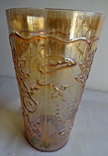 Vintage Carnival Glass Tumblers Vineyard Harvest Jain Glas Works India Rare#37 F - Picture 2 of 6