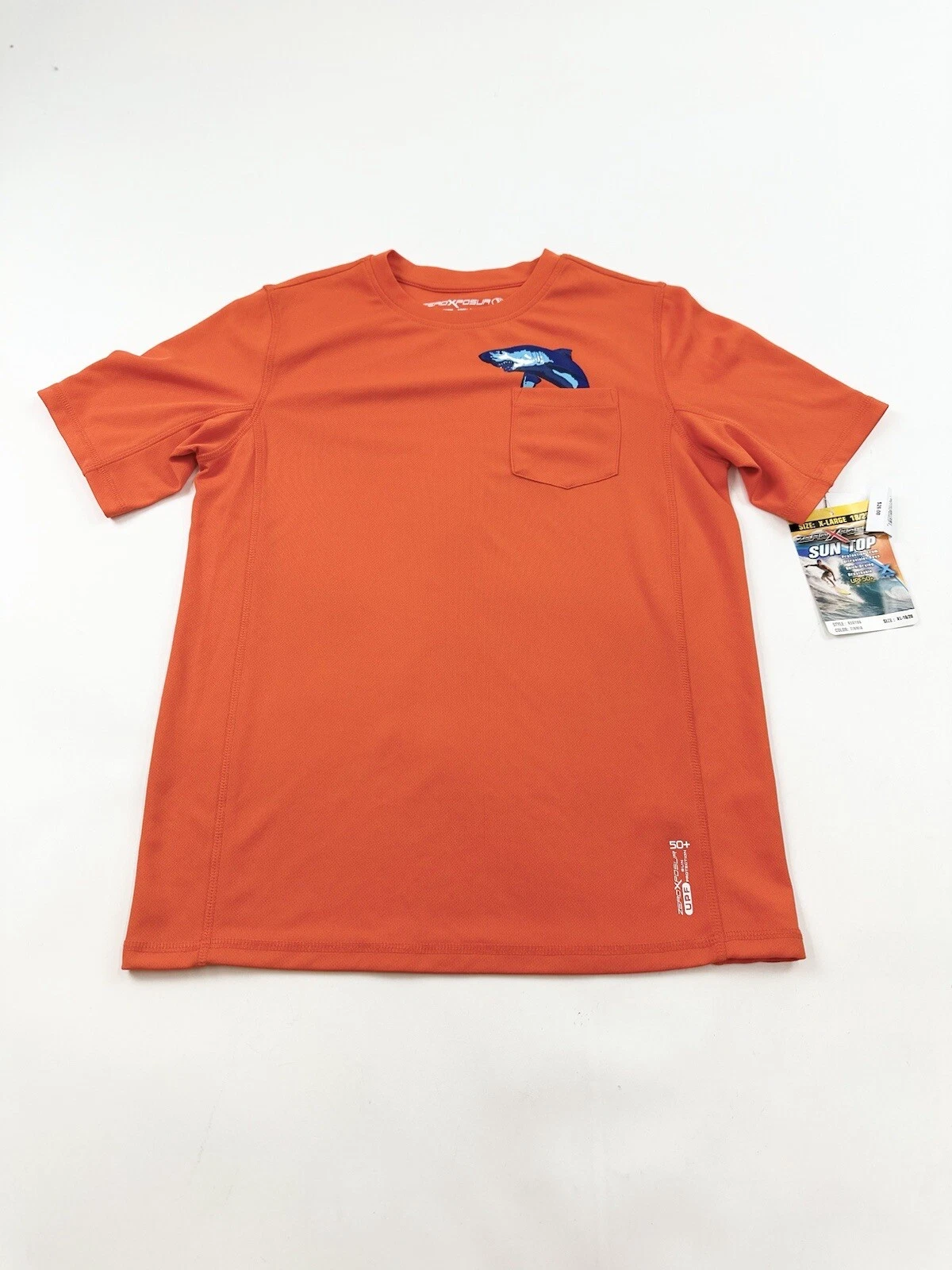 Zero Exposure Shirt Boys XL Orange Shark UPF 50 NWT