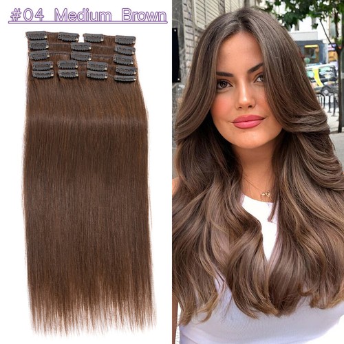 Echthaar Clip In 100% Remy Hair Extensions 8 Tressen Haarverlängerung Dick 100G - Bild 24 von 81