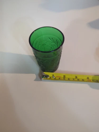 Forest Green 3 1/2" Glass Tumbler, Sandwich Pattern