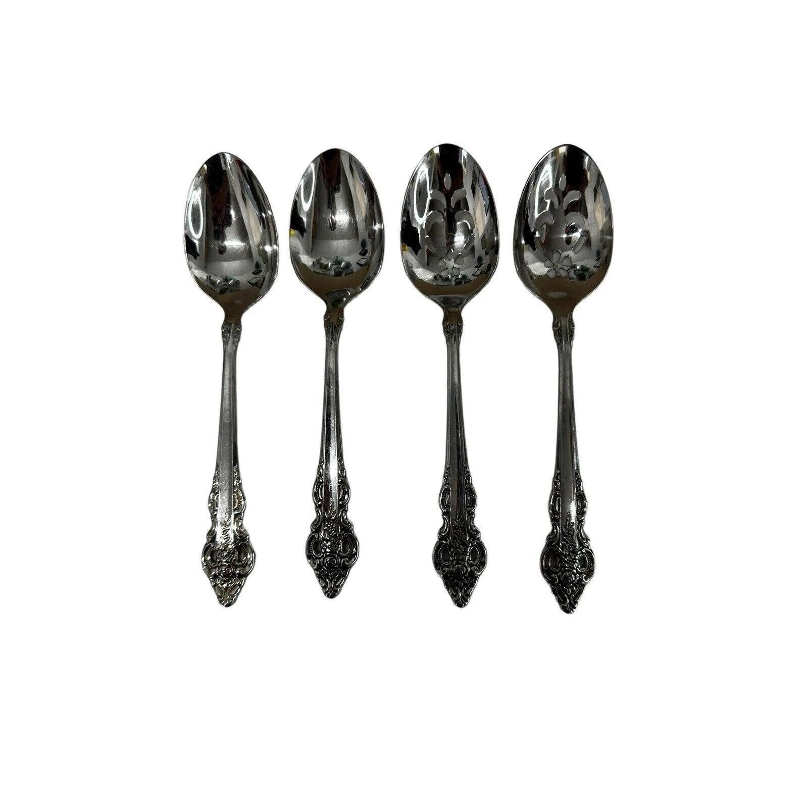 Oneida CHERBOURG 4 Serving Spoons Community Stainless Steel Flatware Two Slotted