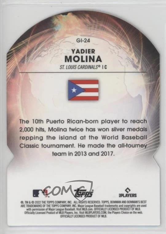 2022 Bowman's Best Global Impact Die-Cuts Lava Refractor /50 Yadier Molina - Image 2 of 2