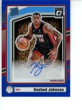 KESHAD JOHNSON 2024 PANINI OPTIC BLUE ROOKIE AUTO /49 #326 MIAMI HEAT