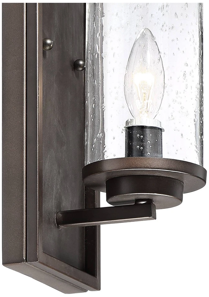 John Timberland Nobel 14" Glass and Bronze Wall Sconces Set of 2 - Image 3 of 4