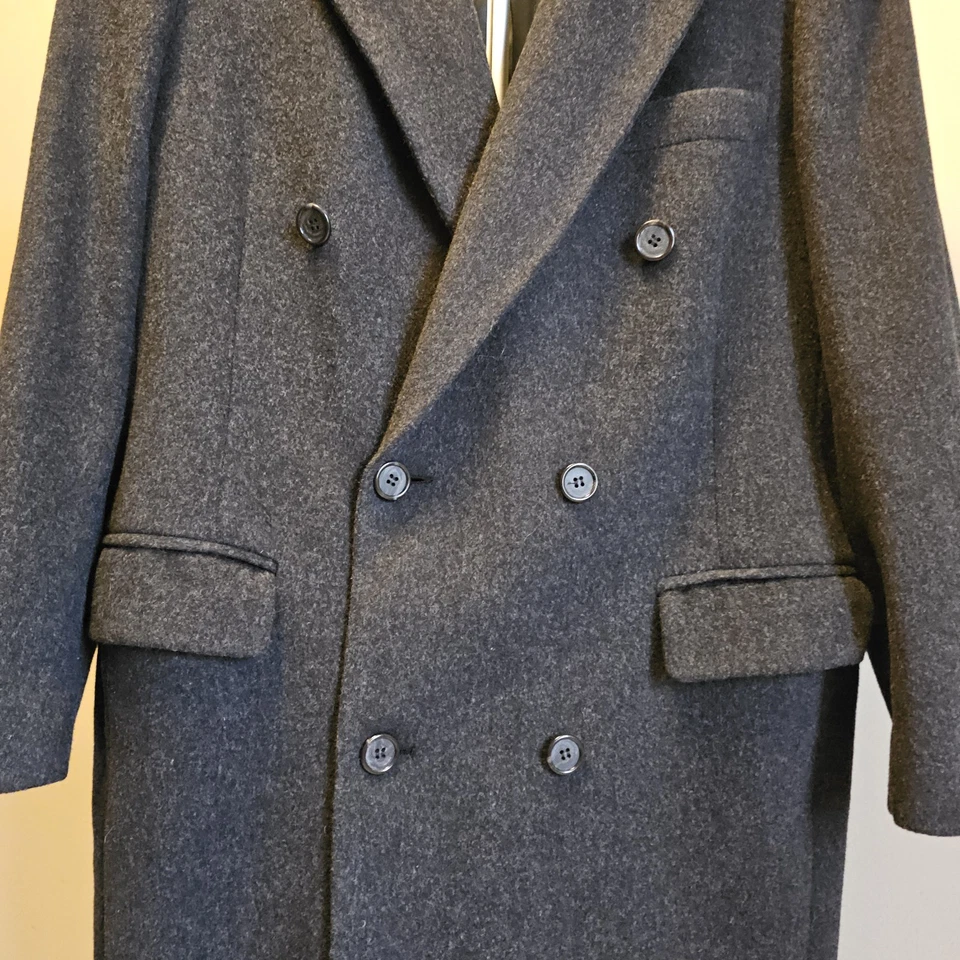 Abrigo Vintage Pierre Cardin 100% Lana Para Hombre 46R Gris Doble Pecho EE. UU. Foto 3 de 4