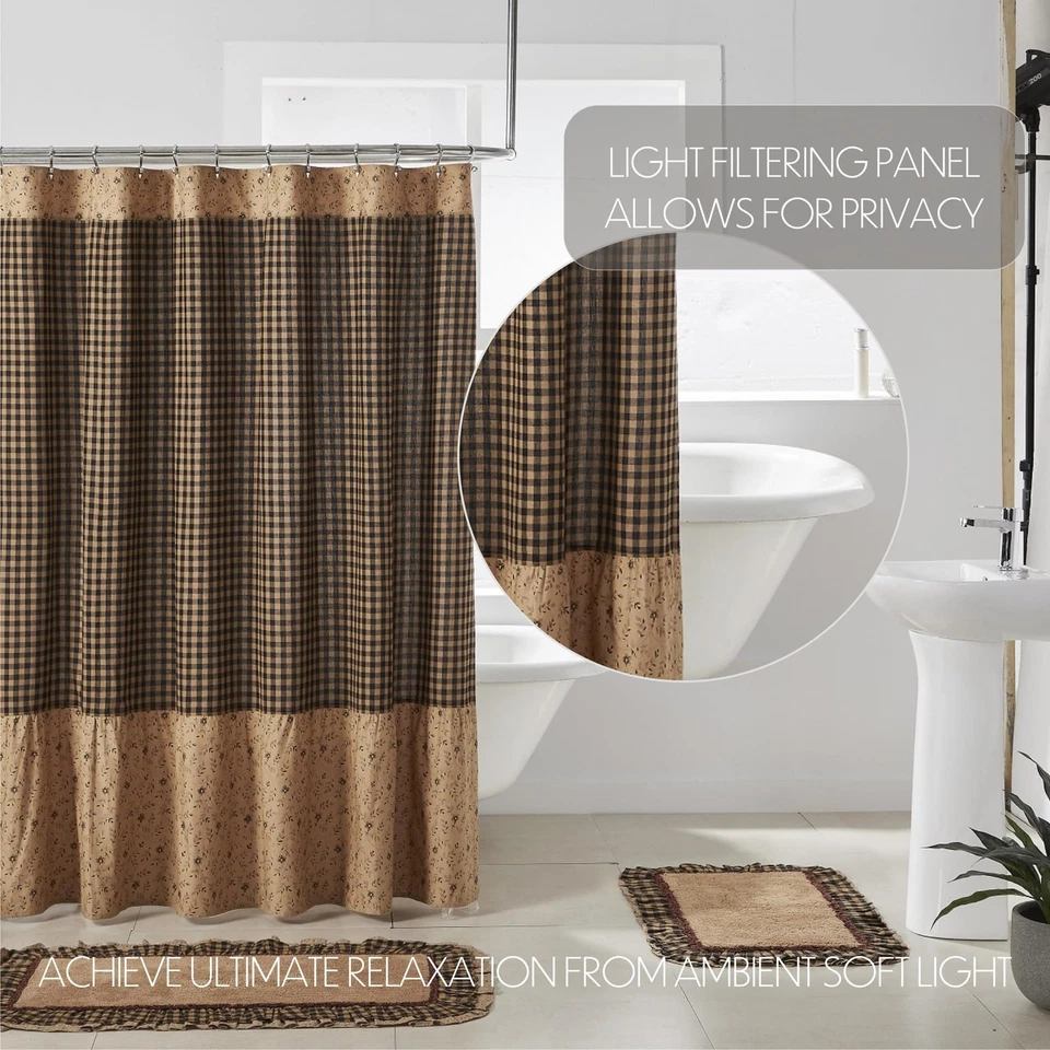 , Cortinas de Ducha Maisie con Volantes Patchwork, Bronceado, 72x72 Foto 3 de 4