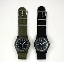 Daiso Military Watch Miri Set of 2 Olive & Black Hattori Seiko Movement Japan