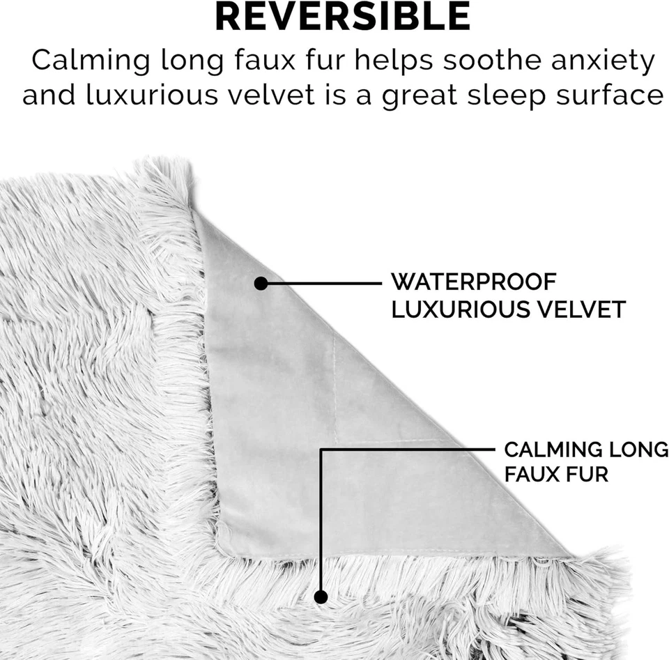 Waterproof Washable Shaggy Plush Faux Fur Dog Cat Blanket, XL Gray - Image 4 of 4