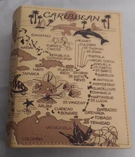 Caribbean Map Embossed Tan Picture Album for 4" X 6" Photos Holds 100