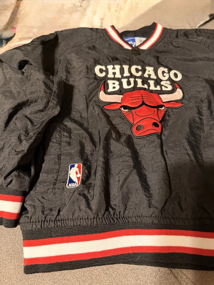Chaqueta Pullover Negra Años 90 NBA Baloncesto De Colección Starter Niño Pequeño Med Chicago Bulls Foto 2 de 4