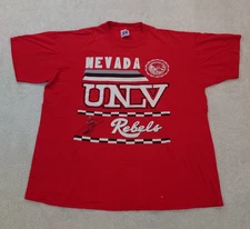VINTAGE 90s UNLV University of Las Vegas Rebels T Shirt Boxy Medium USA Made