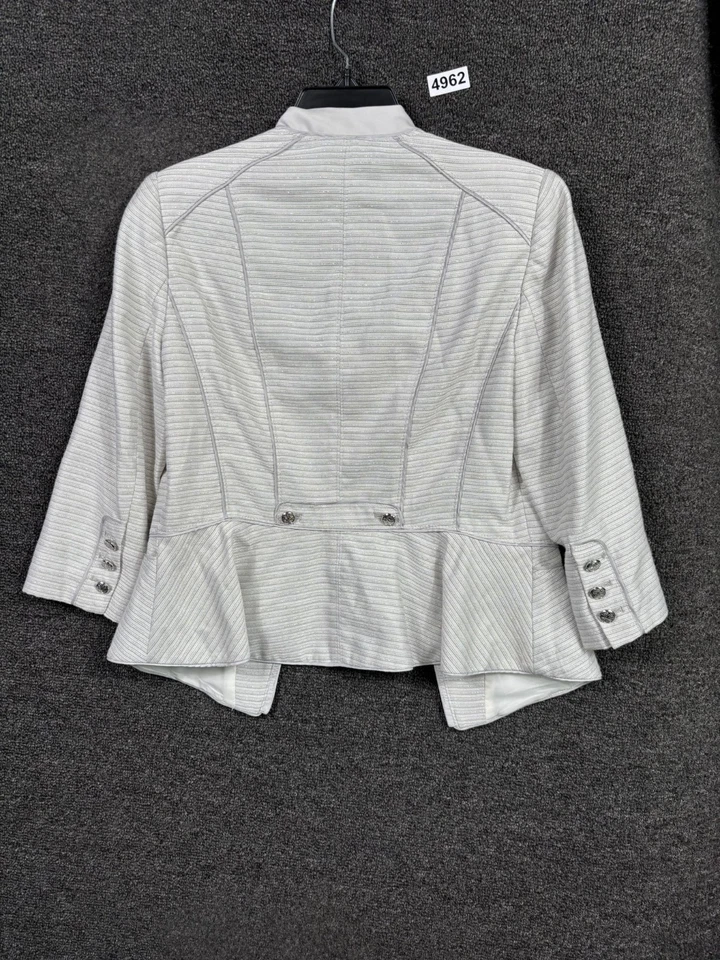 Chaqueta Blazer Mujer Casa Blanca Mercado Negro Gris Brillante Tweed Talla 4 Informal Foto 2 de 4