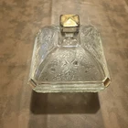 VINTAGE JEANETTE CANDY DISH WITH LID, CLEAR ACORNS AND OAK LEAVES PATTERN 6-1/2"