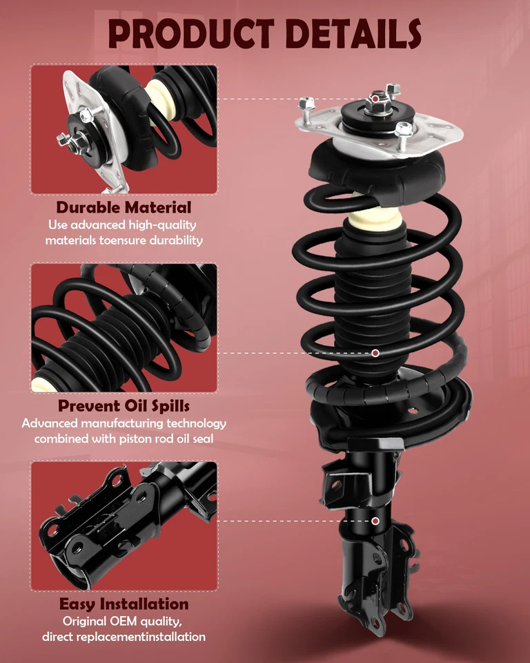 Pair Front Complete Strut & Coil Spring Assembly For 2001-2009 Volvo S60 S80 - Image 2 of 4
